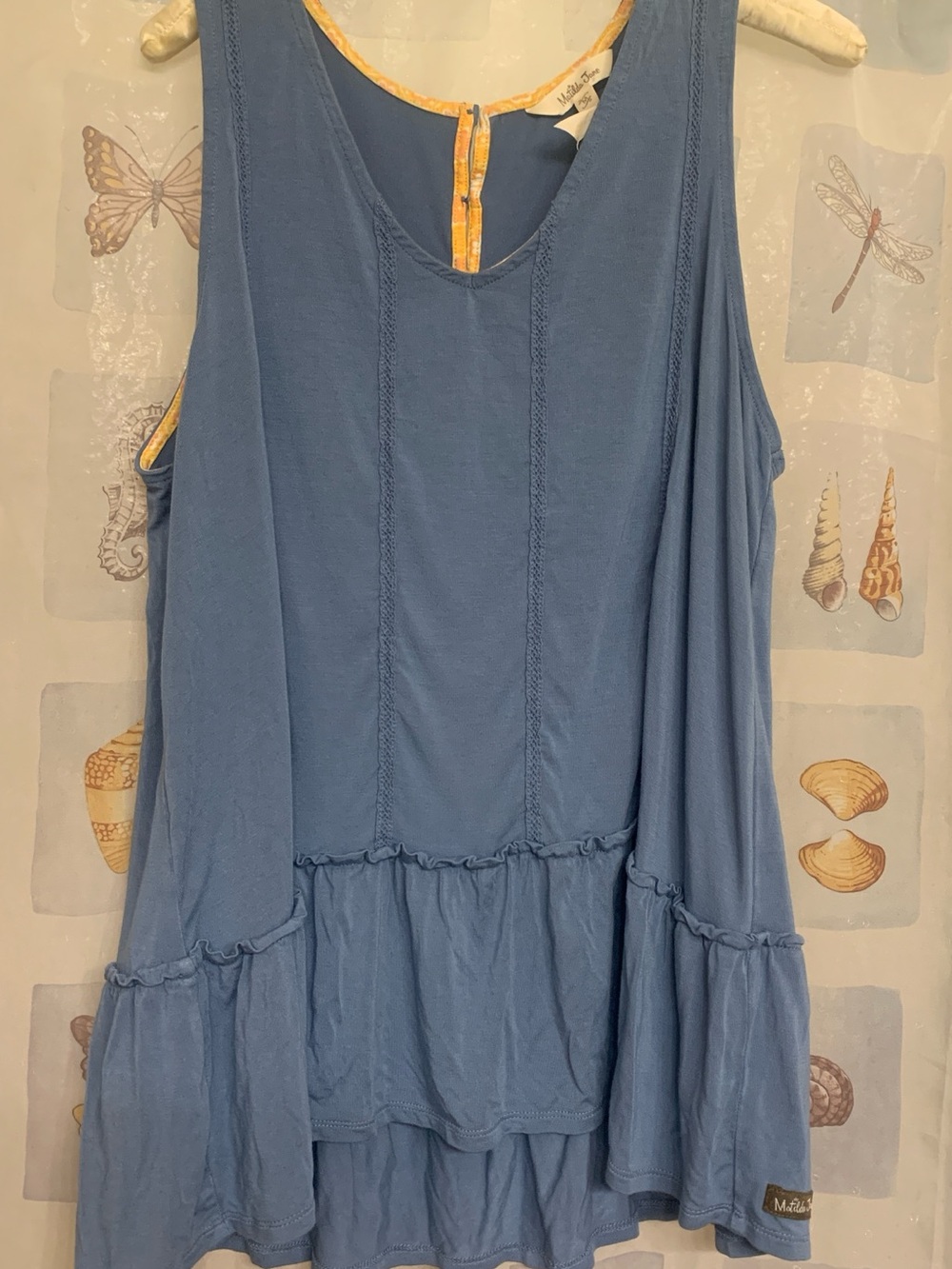 Womens Matilda Jane Sleeveless Tank Top Sz M Chambray Blue Whimsical Bohemian